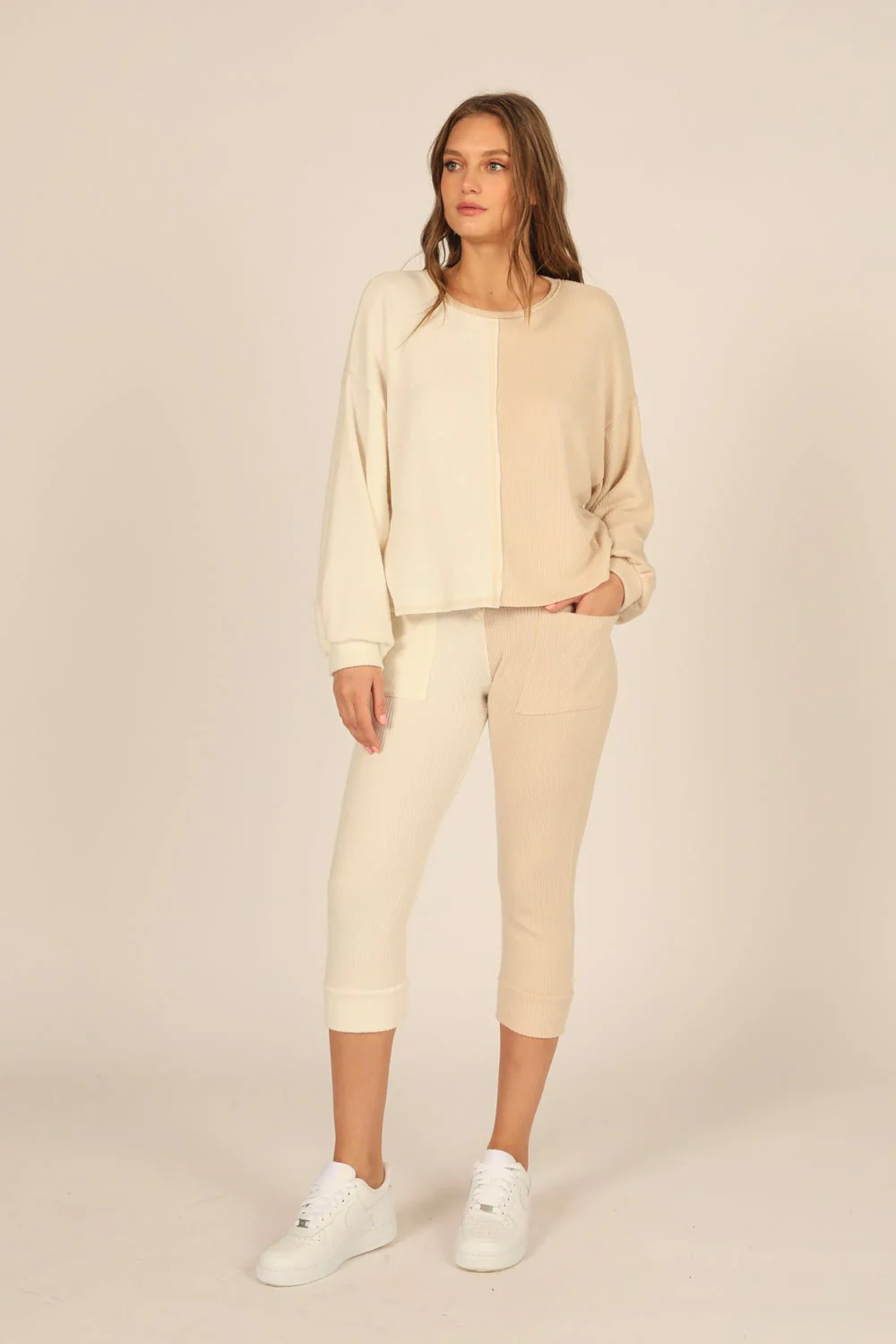 Brushed Hacci Rib Split Jogger - Image 3